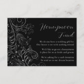 Silver Black Elegant Floral Wedding Honeymoon Fund Begleitkarte (Vorderseite)