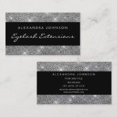 Silver Black Elegant Funkelnd Eyelash Extensions Visitenkarte (Vorne/Hinten)