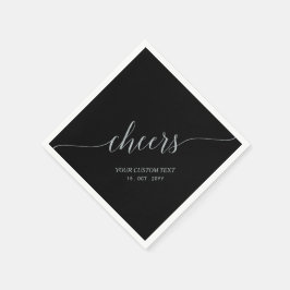 Silver & Black Elegant Stilvolle Letters Cheers Serviette
