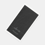 Silver & Black Elegante Script Cheers Event Party Serviette (Ecke)