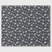 Silver Black Floral 25. Hochzeitstag Geschenkpapier (Flach)