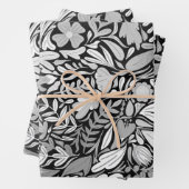 Silver Black Floral Blätter Illustration Muster (Beispiel)