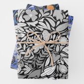 Silver Black Floral Blätter Illustration Muster (Beispiel)