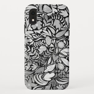 Silver Black Floral Blätter Illustration Muster Case-Mate iPhone Hülle