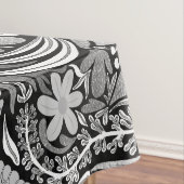 Silver Black Floral Blätter Illustration Muster Tischdecke (Beispiel)