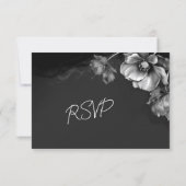 Silver Black Floral RSVP Karte (Rückseite)