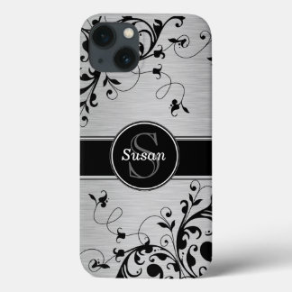 Silver Black Floral Wirbel Case-Mate iPhone Hülle