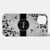 Silver Black Floral Wirbel Case-Mate iPhone Hülle (Rückseite (Horizontal))