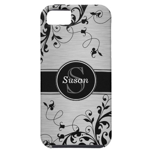Silver Black Floral Wirbel iPhone 5 Case-Mate Case-Mate iPhone Hülle (Rückseite)