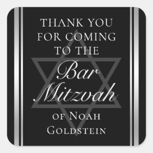 Silver Black Formal Bar Mitzvah Custom Party Quadratischer Aufkleber