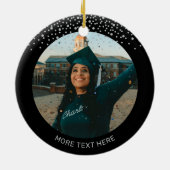 Silver & Black Foto Abschluss Weihnachtsgeschenk Keramik Ornament (Hinten)