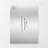 Silver Black Foto, QR Code 25. Überraschung Geburt Dreifach Gefaltete Einladung (Cover)