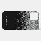 Silver Black Girl Glitzer Sparkle Monogram Name C Case-Mate iPhone Hülle (Rückseite (Horizontal))
