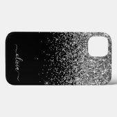 Silver Black Girl Glitzer Sparkle Monogram Name C Case-Mate iPhone Hülle (Rückseite (Horizontal))