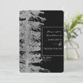 Silver Black Glam Pine Tree Rustic Forest Wedding Einladung (Stehend Vorderseite)