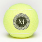 Silver Black Glitz Zebra Glitzer Monogram Tennisbälle (Vorderseite)