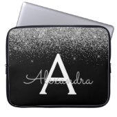 Silver Black Glitzer and Sparkle Monogram Laptopschutzhülle (Vorderseite)