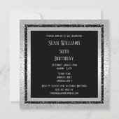 Silver & Black Glitzer Gerahmt Man's 50. Geburtsta Einladung (Rückseite)