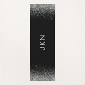 Silver Black Glitzer Girly Monogram Initials Yogamatte (Vorderseite)