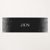 Silver Black Glitzer Girly Monogram Initials Yogamatte (Vorderseite (Horizontal))