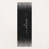 Silver Black Glitzer Girly Monogram Übung Yogamatte (Vorderseite)