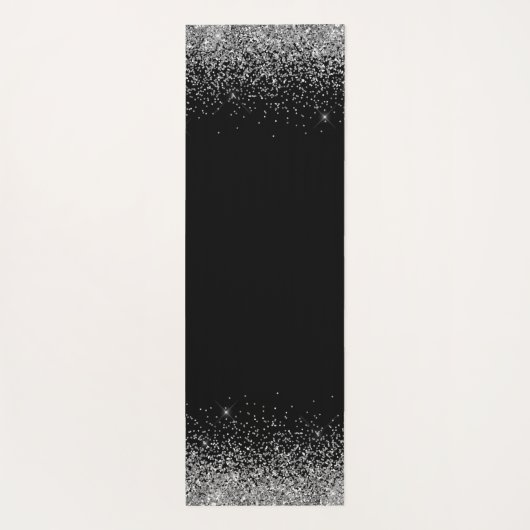 Silver Black Glitzer Girly Monogram Übung Yogamatte (Rückseite)