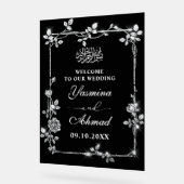 Silver Black Glitzer Nikah Muslim Wedding Willkomm Acrylschild (Winkel)