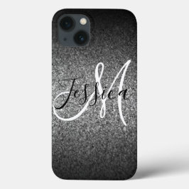 Silver Black Glitzer Ombre Personalisiert Case-Mate iPhone Hülle