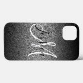 Silver Black Glitzer Ombre Personalisiert Case-Mate iPhone Hülle (Rückseite (Horizontal))