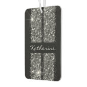 Silver Black Glitzer Racing Stripes Mit Monogramm Autolufterfrischer (Links)