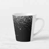 Silver Black Glitzer Script Monogram Girenname Milchtasse (Rechts)