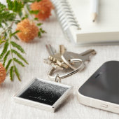 Silver Black Glitzer Script Monogram Girenname Schlüsselanhänger (Seite)