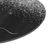 Silver Black Glitzer Script Monogram Girenname Schneidebrett (Ecke)