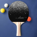 Silver Black Glitzer Script Monogram Girenname Tischtennis Schläger<br><div class="desc">Silver und Black Sparkle Glitzer Script Monogram Name Ping Pong Paddle. Das macht den perfekten 16 Geburtstag,  Hochzeit,  Brautparty,  Jubiläum,  Babydusche oder Junggeselinnen-Abschied Geschenk für jemanden,  der Lieben glamourösen Luxus und schicke Stile.</div>
