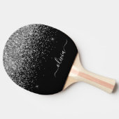 Silver Black Glitzer Script Monogram Girenname Tischtennis Schläger (Seitenansicht)