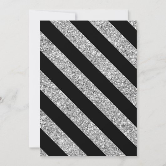 Silver Black Glitzer Snowflake & Ribbon Xmas Party Einladung (Rückseite)