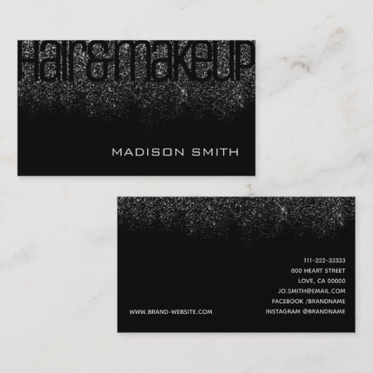 Silver Black Glitzer Sparkle Glamour Luxus Schönhe Visitenkarte (Vorne/Hinten)