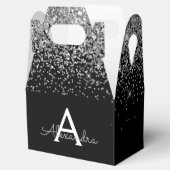 Silver Black Glitzer & Sparkle Monogram Geschenkschachtel (Geöffnet)