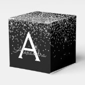 Silver Black Glitzer & Sparkle Monogram Geschenkschachtel (Vorderseite)