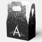 Silver Black Glitzer & Sparkle Monogram Geschenkschachtel (Geöffnet)