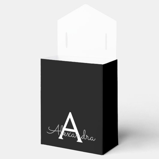 Silver Black Glitzer & Sparkle Monogram Geschenkschachtel (Geöffnet)