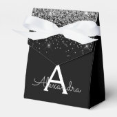 Silver Black Glitzer & Sparkle Monogram Geschenkschachtel (Vorderseite)