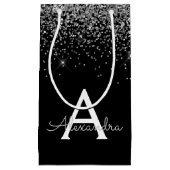 Silver Black Glitzer & Sparkle Monogram Kleine Geschenktüte (Vorderseite)