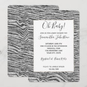 Silver Black Glitzy Zebra Print Glitzer Einladung (Vorne/Hinten)