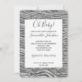 Silver Black Glitzy Zebra Print Glitzer Einladung (Vorderseite)