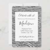 Silver Black Glitzy Zebra Print Glitzer Einladung (Vorderseite)