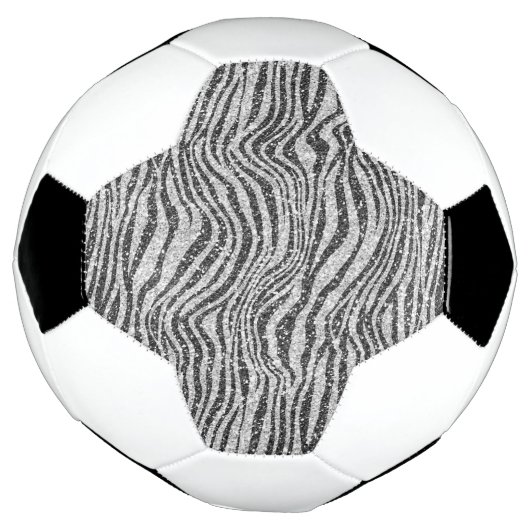 Silver Black Glitzy Zebra Print Glitzer Fußball (Gedreht)