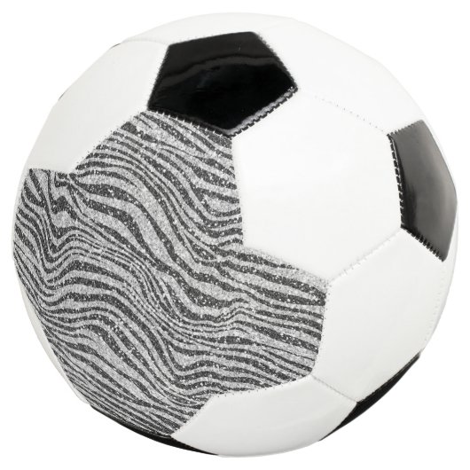 Silver Black Glitzy Zebra Print Glitzer          Fußball (Dreiviertel)