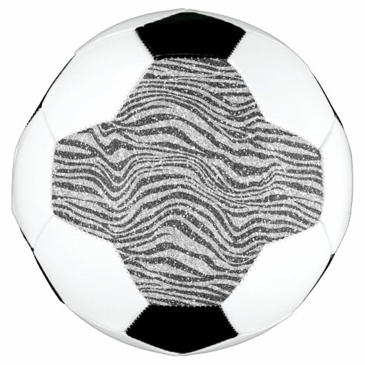 Silver Black Glitzy Zebra Print Glitzer          Fußball (Vorderseite)