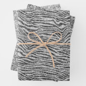 Silver Black Glitzy Zebra Print Glitzer Geschenkpapier Set (Beispiel)